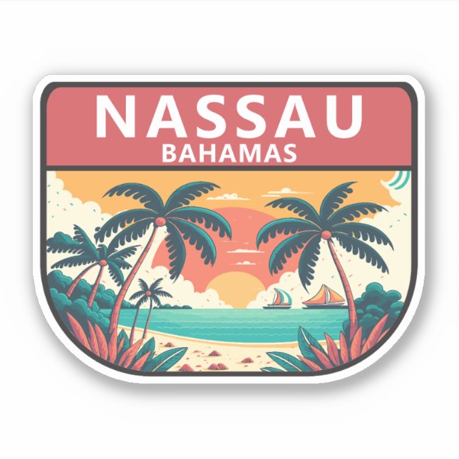 Nassau Bahamas Retro Emblem Sticker (Front)