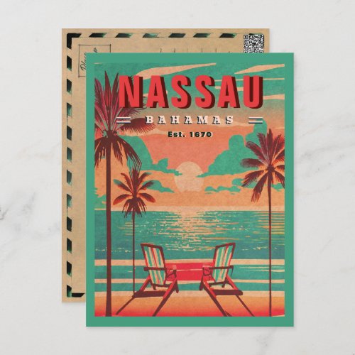 Nassau Bahamas Retro Seagull Souvenir 1950s Postcard