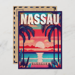 Nassau Bahamas Retro Sunset Souvenir 1950s Postcard