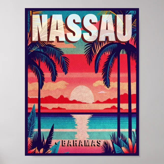 Nassau Bahamas Retro Emblem Magnet
