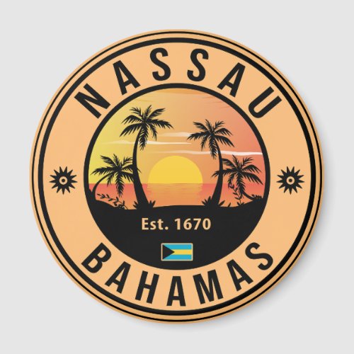 Nassau Bahamas Retro Sunset Souvenirs 80s Magnet