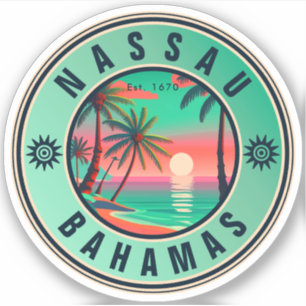Nassau Bahamas Retro Sunset travel Souvenir 1950s Sticker