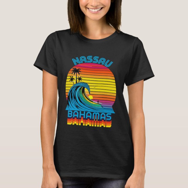 Nassau Bahamas Retro Throwback Surf & Beach Souven T-Shirt (Front)