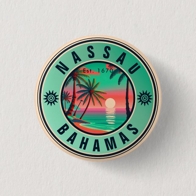 Nassau Bahamas Retro travel Souvenir 1950s Button (Front)