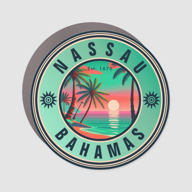 Nassau Bahamas Retro travel Souvenir 1950s Car Magnet (Front)
