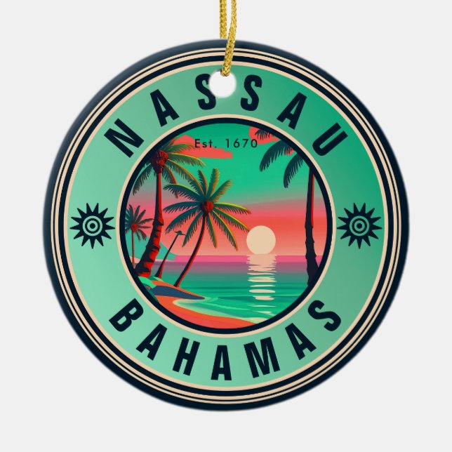 Nassau Bahamas Retro travel Souvenir 1950s Ceramic Ornament (Front)