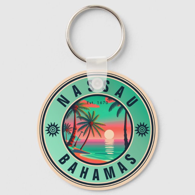 Nassau Bahamas Retro travel Souvenir 1950s Keychain (Front)