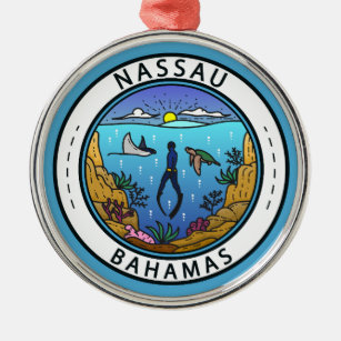 Nassau Bahamas Scuba Badge Metal Ornament