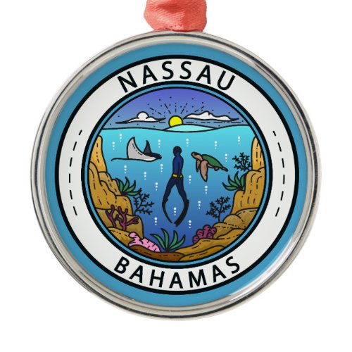 Nassau Bahamas Scuba Badge Metal Ornament
