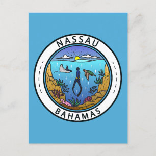 Nassau Bahamas Scuba Badge Postcard