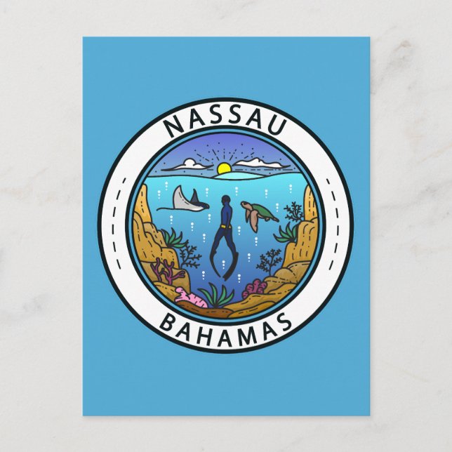Nassau Bahamas Scuba Badge Postcard (Front)