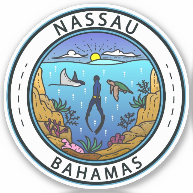 Nassau Bahamas Scuba Badge Sticker (Front)
