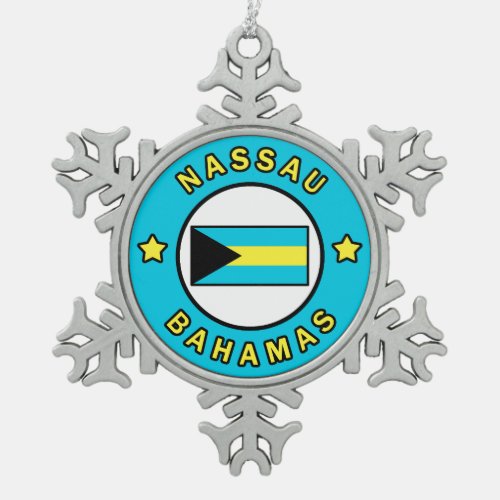 Nassau Bahamas Snowflake Pewter Christmas Ornament