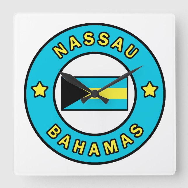 Nassau Bahamas Square Wall Clock (Front)