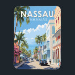 Nassau Bahamas Travel Art Vintage Magnet<br><div class="desc">Nassau retro vector travel design. It lies on the island of New Providence,  with neighboring Paradise Island accessible via Nassau Harbor bridges.</div>
