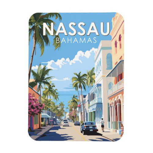 Nassau Bahamas Travel Art Vintage Magnet
