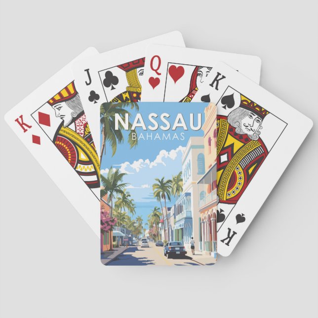Nassau Bahamas Travel Art Vintage Poker Cards (Back)