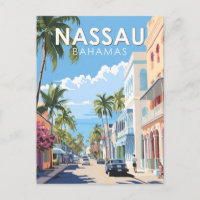 Nassau Bahamas Travel Art Vintage