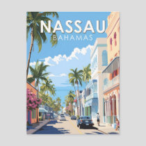 Nassau Bahamas Travel Art Vintage Postcard