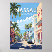 Nassau Bahamas Travel Art Vintage