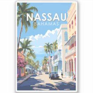 Nassau Bahamas Travel Art Vintage Sticker
