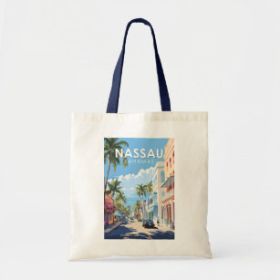 Nassau Bahamas Travel Art Vintage Tote Bag