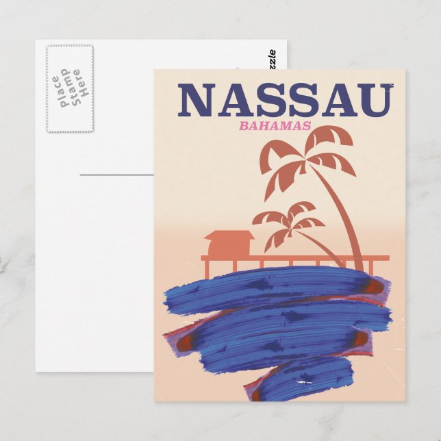Nassau Bahamas travel beach poster Postcard (Front/Back)