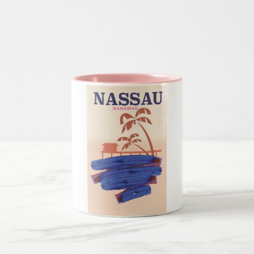 Nassau Bahamas travel beach poster Two_Tone Coffee Mug