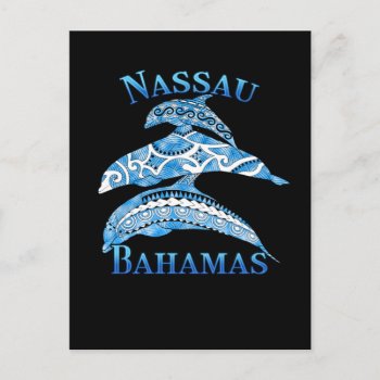 Nassau Bahamas Vacation Tribal Dolphins Postcard by BailOutIsland at Zazzle