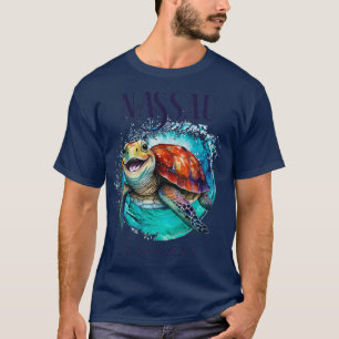 Nassau Bahamas Watercolor Happy Sea Turtle T-Shirt
