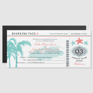 Nassau Bahamas Wedding Boarding Pass Invitation