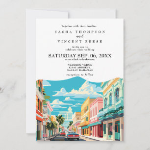 Nassau Bahamas Wedding Invitation Retro