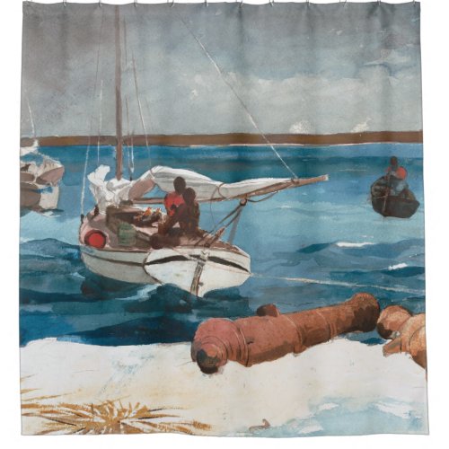 Nassau by Winslow Homer Art Sailboat Memory Foam Shower Curtain