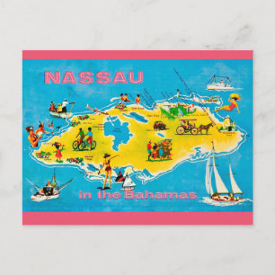 Nassau Colorful Map Postcard