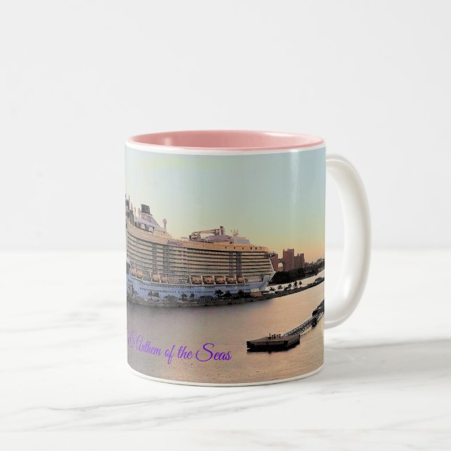 Nassau Daybreak and Cruise Ship Custom Two-Tone Coffee Mug (Front Right)