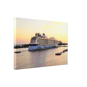 Nassau Harbor Daybreak with Cruise Ship Canvas Print