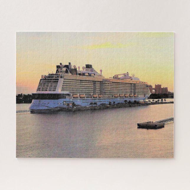 Nassau Harbor Daybreak with Cruise Ship Jigsaw Puzzle (Horizontal)