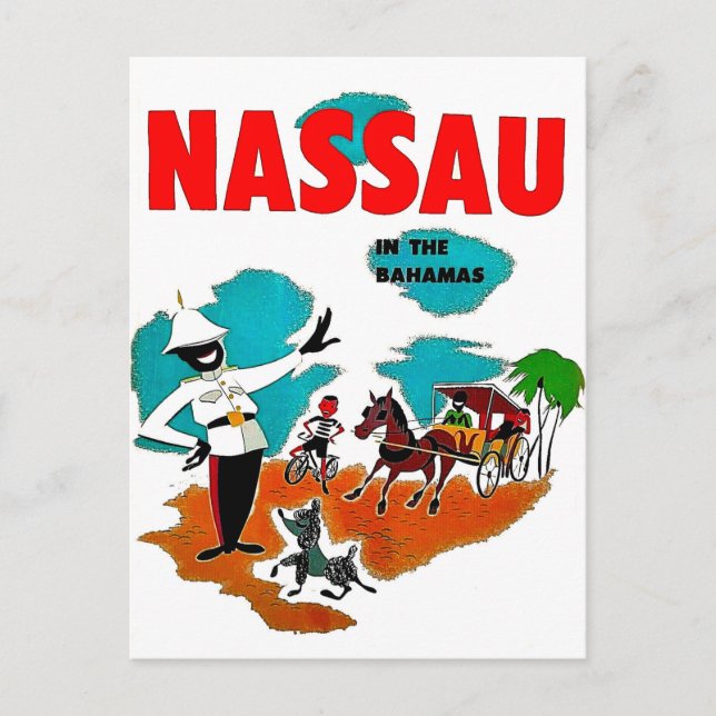 Nassau in the Bahamas, vintage travel Postcard (Front)
