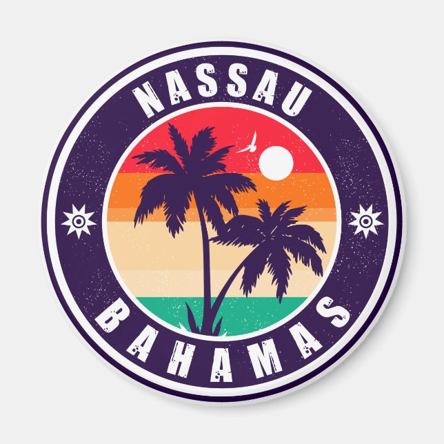 Nassau Palm Tree Bahamas Vintage Souvenirs 80s Magnet (Front)