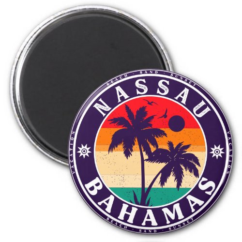 Nassau Palm Tree Bahamas Vintage Souvenirs 80s Magnet