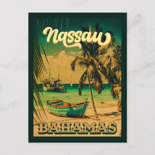 Nassau Palm Tree Bahamas Vintage Souvenirs 80s Postcard