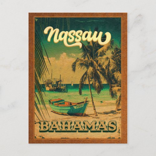 Nassau Palm Tree Bahamas Vintage Souvenirs 80s Postcard