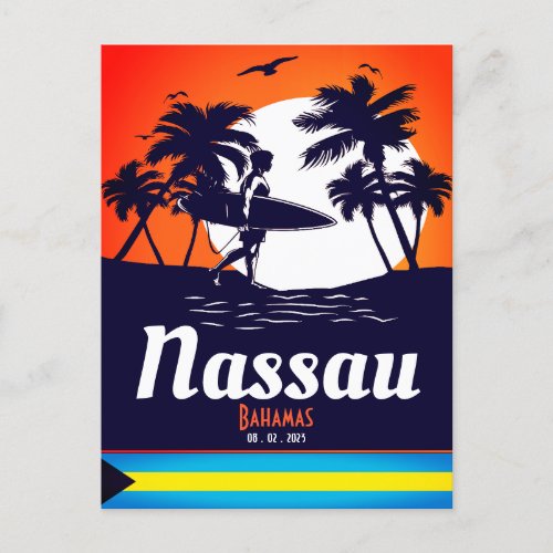 Nassau Palm Tree Bahamas Vintage Souvenirs Postcard