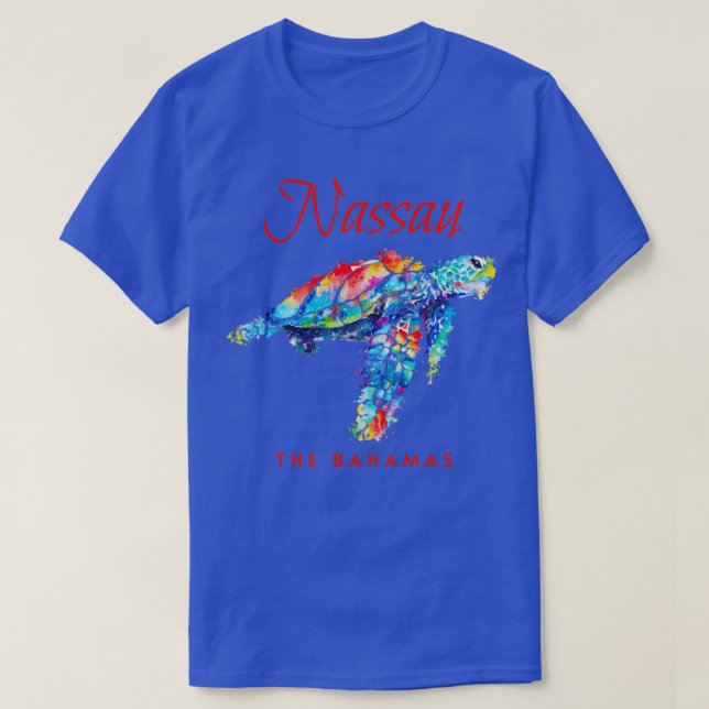 Nassau The Bahamas Watercolor Sea Turtle1 T-Shirt (Design Front)