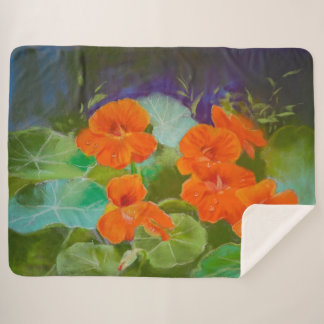 Nasturtium Bloom - Botanical Pastel Sherpa Blanket