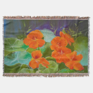 Nasturtium Bloom - Botanical Pastel Throw Blanket