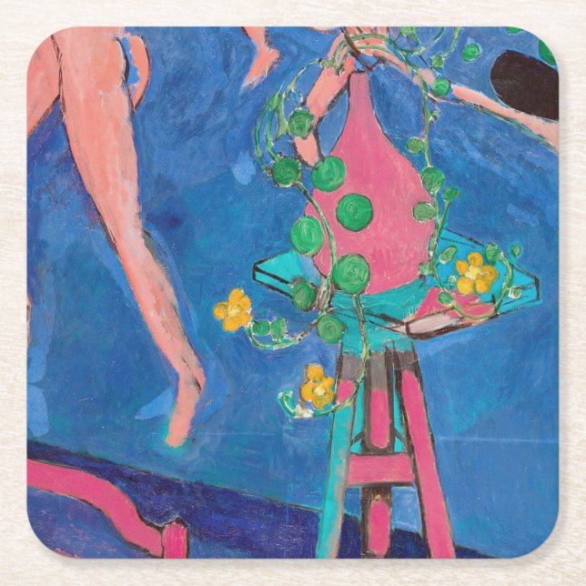 Nasturtium Flowers in the Atelier, Matisse Square Paper Coaster (Front)