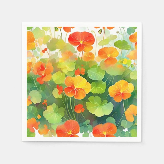 Nasturtium Flowers Vibrant Napkins (Front)