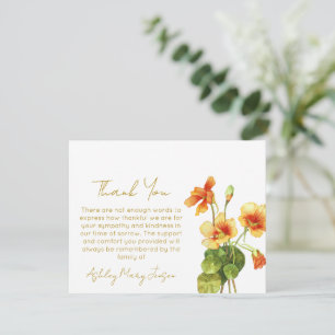 Nasturtium Funeral Thank You Card Bereavement