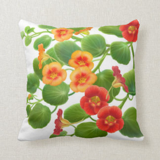 Nasturtium Garden Flowers Pillow